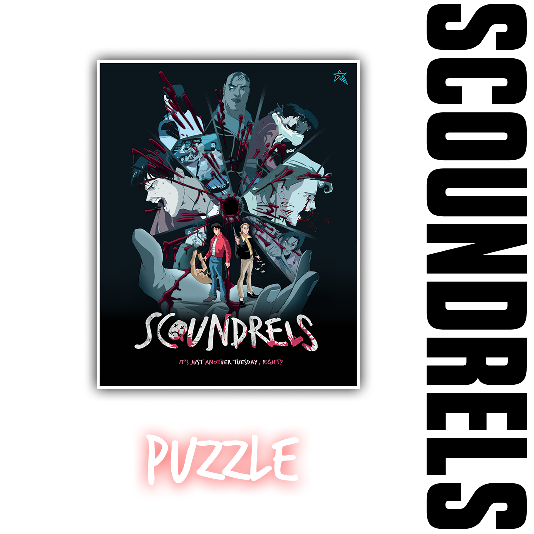 SCOUNDRELS Puzzle — official SCOUNDRELS merchandise. The shattered-glass key art as a jigsaw puzzle.
